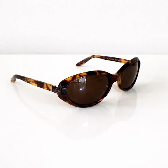 Gucci Vintage Y2K GG2465/S Tortoiseshell Oval Sunglasses Brown Made in Italy - Picture 1 of 16